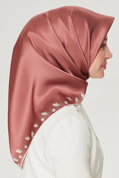 Armine Nostalgia Series Twill Silk Scarf 8553D-85 Solid Color Si̇enna Color