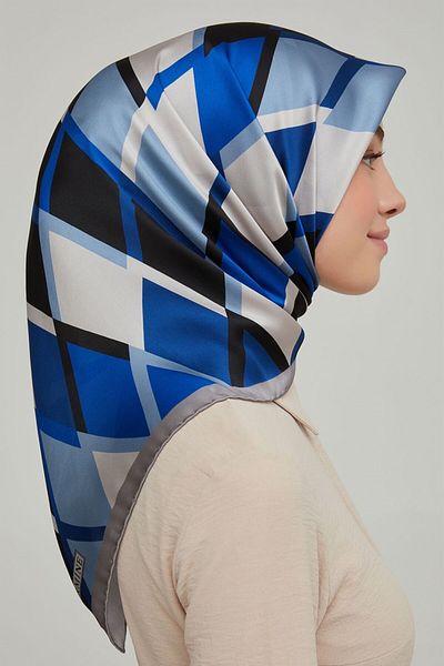 Armine Σειρά Nostalgia Μεταξωτό Φουλάρι Twill 8664D-28 Γεωμετρικό σχέδιο SAKS-WHITE