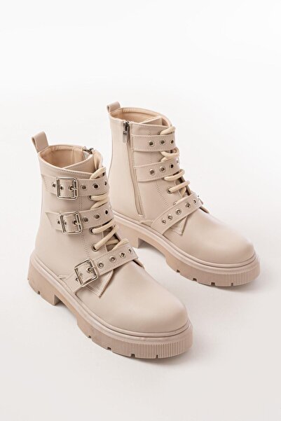 Aymood 508-3039 Бежеві жіночі черевики на блискавці з аксесуарами