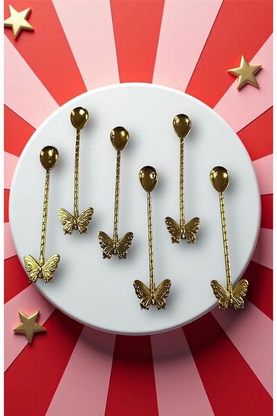 LeesHome 6 Pieces Gold Butterfly Model Teaspoons