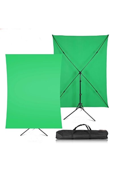 DP 2x2m Yeşil Fon Perde + 2x2m Fon Stantı Fotoğraf Video Çekim Kiti Greenbox Set Fon Stant Çantalı
