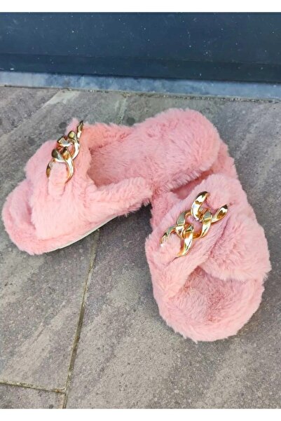 SUNSTEP Χειμερινές γυναικείες παντόφλες εσωτερικού χώρου με χιαστί γούνινη αλυσίδα μαλακή σόλα