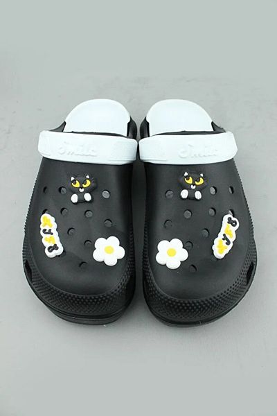 SUNSTEP Smile Black Hospital Slippers - Lab Sea Pool Slippers για νοσοκόμα, γιατρό και μάγειρα
