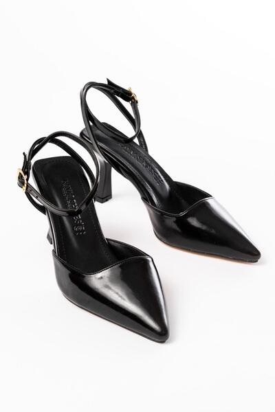 Aymood St-004 Black Patent Leather Daily 7 cm Heeled Shoes