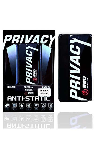 OSG iPhone 16 Plus Uyumlu Hayalet Yandan Görünmez Tam Kapatan Tamperli Cam Ek...