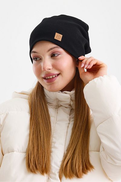 Butikgiz Black Thermal 100% Cotton Soft 2 Style in 1 Beanie Premium Cuts Series