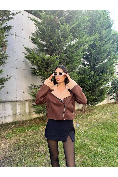 Styleistanbul STY-2145 Късо палто с кожа и тънка кройка