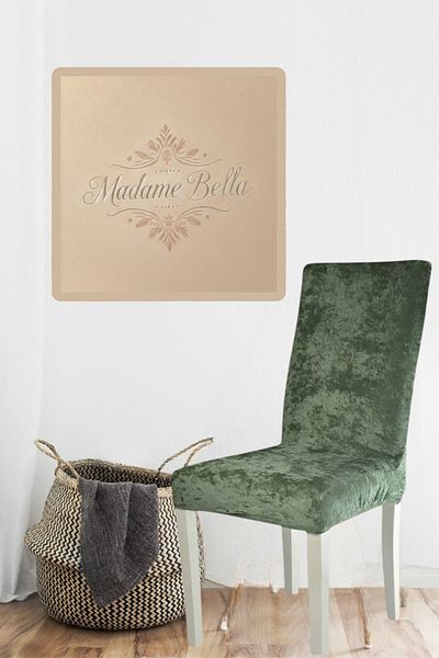 MADAME BELLA Πράσινο μεταξωτό βελούδο ελαστικό κάλυμμα καρέκλας Κάλυμμα καρέκλας 1 τεμάχιο σε μέγεθος 45x45x60