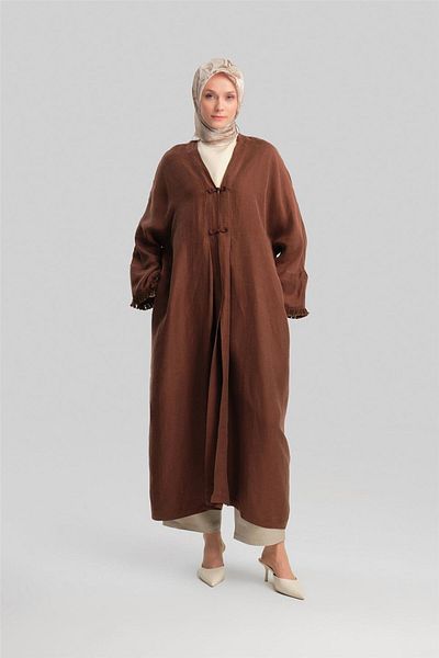 Armine Kupra Linen Abaya 24Y5510 Bitter Brown