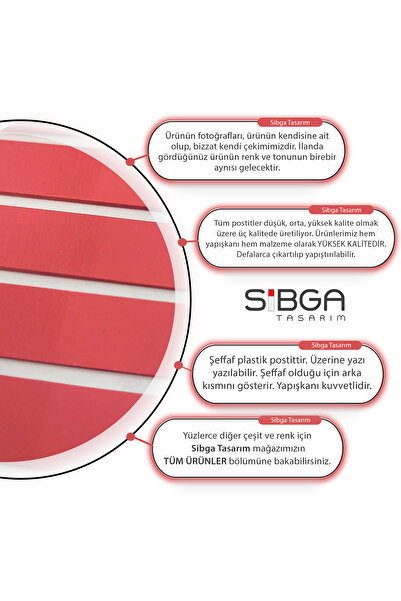 sibga tasarım Şeffaf Kırmızı Renk Postit Post-it Post It. Kitap Ayracı Ayraç Postit Sticker Not Kağıdı 200 Yaprak