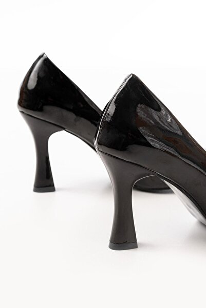 Aymood St-001 Black Patent Leather Daily 9 cm Heeled Stiletto Shoes