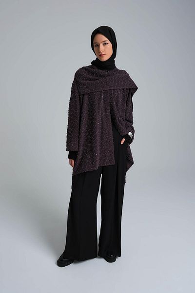 Armine Ασύμμετρη Ζακέτα Sequin 24k5607 - Anthracite