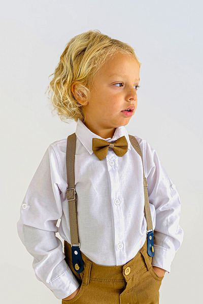 LULU Kids "Oxford" Boy's Suit Set of 4 with Bow Tie and Slopet