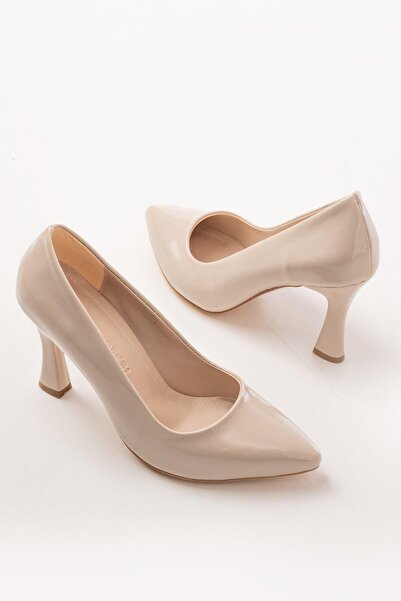 Aymood ST-001 Bej Rugan Günlük 9 cm Topuklu  Stiletto Ayakkabı