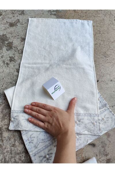 SHUMİNA 12-Pack Gift/Circumcision/Wedding/Convoy/Car Kitchen Towels, Ecru Color, Gray Lace (30×50 cm)