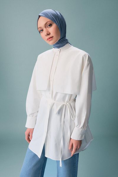 Armine Ecru Cotton Shirt Ort3442 - Windbreaker