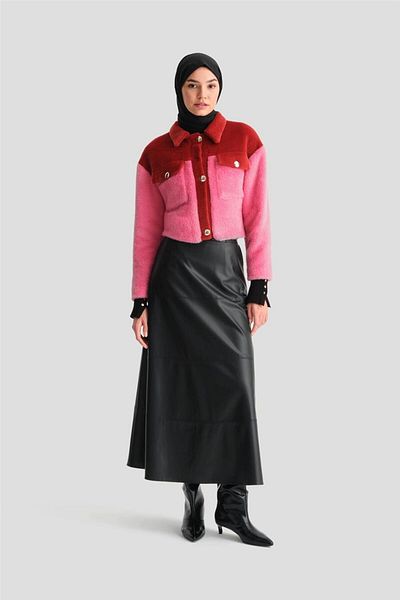 Armine Red 24K5600 Model Block Plush Jacket