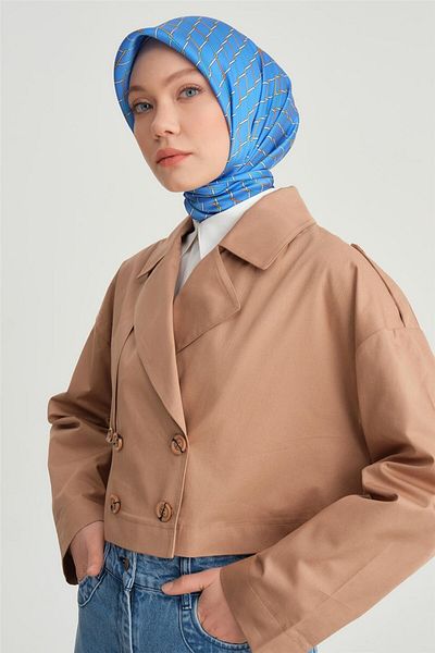 Armine Βαμβακερό παλτό κοντό χρώματος Camel - 24y5401