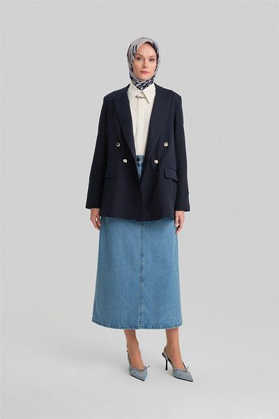 Armine Navy Blue Double Button Jacket - 24Y5411