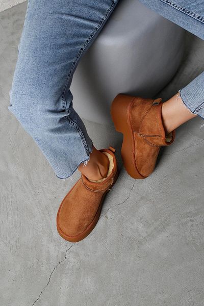 Beyond Tan Suede Boots - High Heel, Ultra Mini, 5 cm Sheepskin Byndum04