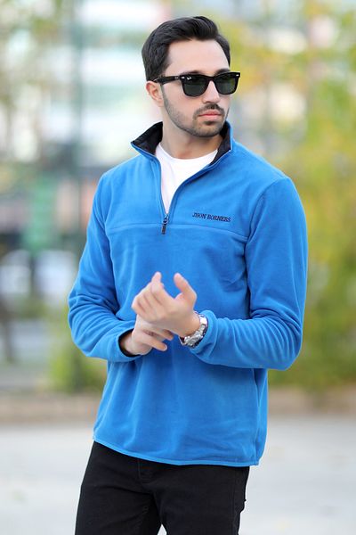 JB John Borners Men's Stand Collar Fleece Saks Half Zipper Embroidery Detailed Regularfit - 6001