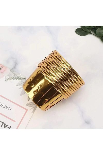 POINTTECH Set of 12 Gold Gold - Shiny Metallized Bakery Muffin Cupcake Cake