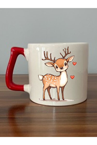 lili hediyelik كوب على شكل غزال لطيف مع مقبض أحمر على شكل قلب هدية عيد ميلاد ...