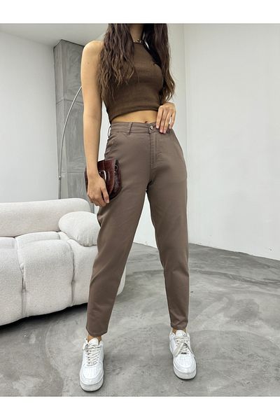 BİKELİFE Damen-Mom-Hose aus Lycra/Stretch mit hoher Taille