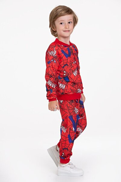 Bebezeyn ERKEK ÇOCUK ÖRÜMCEK ADAM BASKILI KIRMIZI VE MAVİ RENK ÜÇLÜ TAKIM0