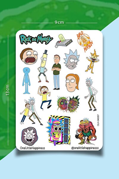 One Little Happiness Rick And Morty 2 Temalı Sticker Seti | Bullet Journal St...