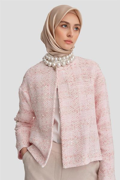 Armine Μπουφάν Pink Cotton Tweed - 24k5706