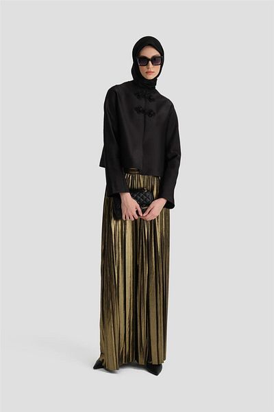 Armine Μαύρο σατέν Crop Jacket - 24k5700