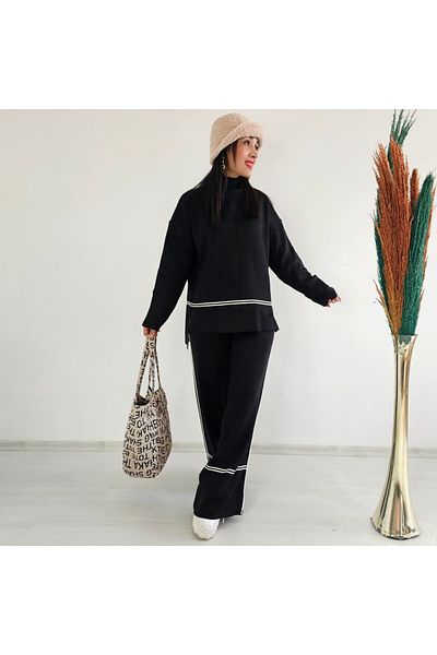 Altı Üstü Butik Set dublu de tricotaje cu dungi laterale