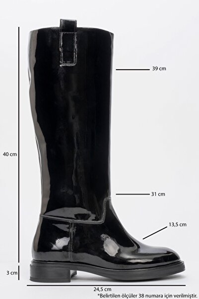 LuviShoes Dámské jezdecké boty z černé lakované kůže Alaska