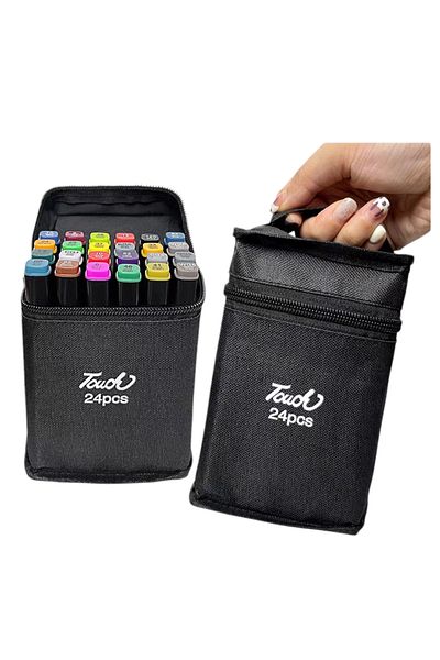 TOUCH SKETC Set of 24 Double Sided Professional Marker Crayons - with Bag and Stand