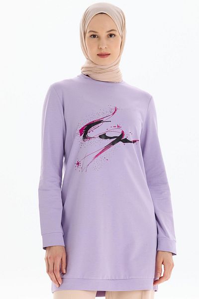 Tuğba Sweat de piatră imprimat cu model liliac