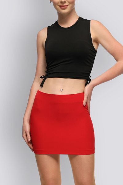 HOX'S Red Slim Fit Mini Skirt - Flap, Low Waist