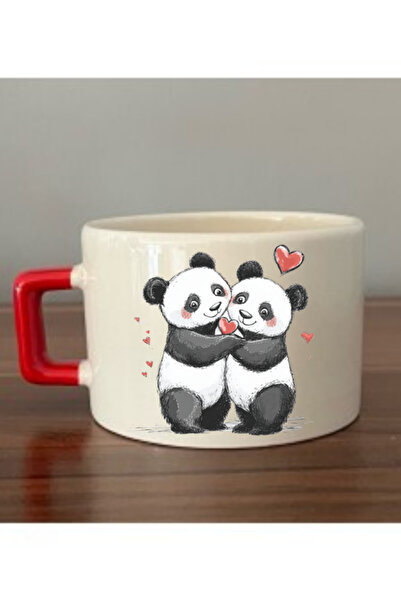lili hediyelik كوب قهوة بطبعة قلب لطيف على شكل باندا هدية عيد ميلاد