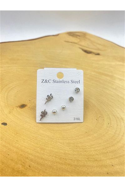 oldskoolbutik Snake 6-Piece Steel Earrings