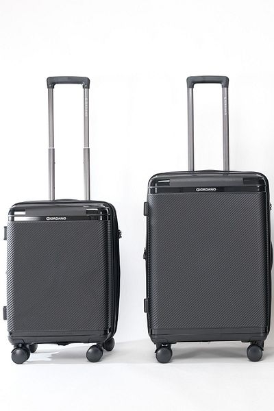 Giordano League Luggage Set of 3 Black PP Travel Suitcase, Unbreakable Lightweight Expandable