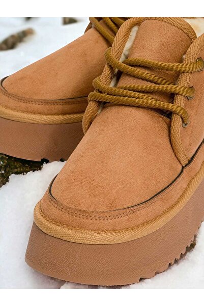 Lideral PUFFY Garantili Kalın Taban İçi Tüylü Bağcıklı Günlük Mini Yarım Çocuk Bot