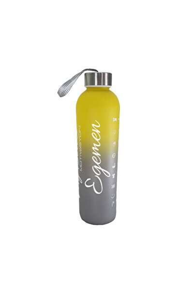 Hediye Kesesi Kişiye Özel Renkli 750 ml Motivasyon Cam Su Matarası HK2709