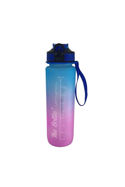 Hediye Kesesi Mica Motivational Water Bottle with Straw, Double Color, 1 Lt HK2735