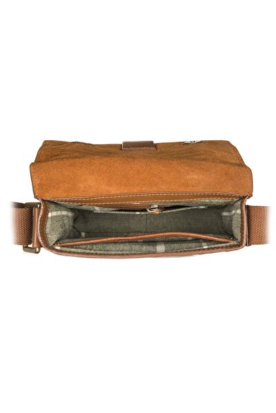 Hidesign Aiden 01 Large Messenger Bag for Men - Canvas & Genuine Leather, Tan