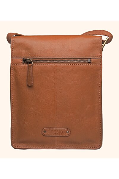 Hidesign Aiden 01 Large Messenger Bag for Men - Canvas & Genuine Leather, Tan