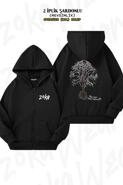 ZOKAWEAR Red Hot Chili Peppers V3 Oversize Black Cardigan - Back Print, Zip and Hoodie (2 Thread)