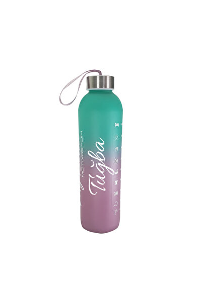 Hediye Kesesi Kişiye Özel Renkli 750 ml Motivasyon Cam Su Matarası HK2709