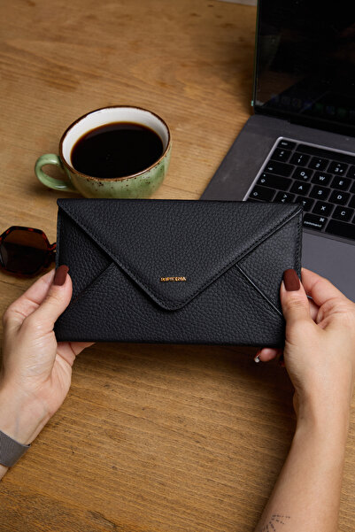 REWİNA 9755 Hakiki Deri Özel Tasarım Mıknatıslı Büyük Boy Kadın Zarf Cüzdan S...