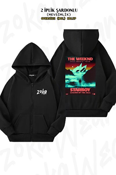 ZOKAWEAR Starboy The Weeknd Oversize kroj crni kardigan - leđa Štampano , sa ...