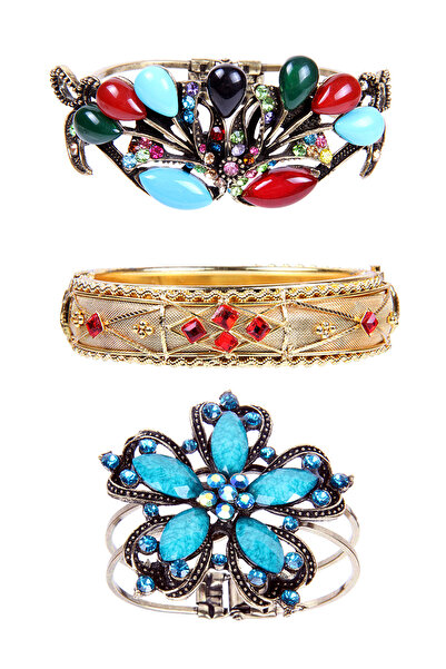 Rouge حزمة أساور حجرية ملونة